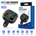 Bluetooth 5.0 Wireless Car FM Transmitter MP3 Charger USB Car Cigarette Lighter