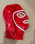 Red Latex Full Head Mask, Adult Unisex Full Mask, Zip Closure