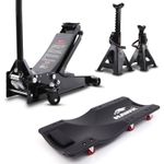 2.5T HEAVY DUTY TROLLY JACK & AXEL STANDS W/ 3FT ROLLING MACHANICS CAR CREEPER