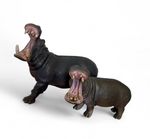 Vintage Hippopotamus Schleich Mini Figurines Lot Of 2