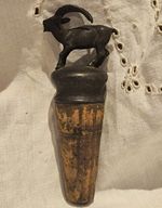 Novelty Goat Bottle Stopper with Lid, Cork & Metal, Brown/Black, Pack of 1