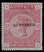 GB QV SG176s, SCARCE 5s rose BLUED PAPER SPECIMEN, M MINT. Cat £1600. GA