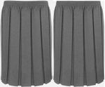 Girls School Skirts Box Pleated Elasticated Waist Skirt 2 Pack School Uniform