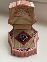 Antique Victorian Onyx Diamond Ring 10k Gold Vintage Rare Box Warner