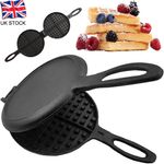Cast Iron Waffle Maker Pan 6In Stove Top Waffle Iron Cookware, Portable Camping