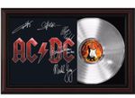 AC/DC Framed Cherry Wood Reproduction Signature LP Record Display "M4"