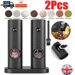 2x Electric Salt and Pepper Grinder LED Auto Mill Shaker Adjustable Coarseness