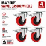 4x 100mm 700KG Heavy Duty Rubber Swivel Castor Wheels Furniture Trolley Caster