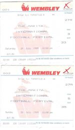 Makita International  Football Festival Wembley 1989 Ticket Stub BOTH DAYS