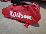 Wilson Super Tour 6 Pack Tennis Bag Red Racket Racquet Thermoguard Strap Carry