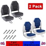 2X Folding Boat Seats High Back Fishing Boat Seat Waterproof Marine Boat Chairs