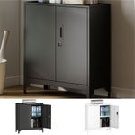 Lockable Metal Filing Cabinet, 2-Tier Storage Cupboard with 2 Doors Refurbished