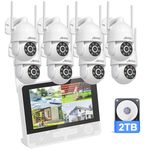 ANRAN 5MP Security Camera System 360° PTZ CCTV 24H Record 12" Monitor WIFI AI IR