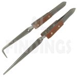 2 x angled self cross locking soldering tweezers hands free craft watch tool