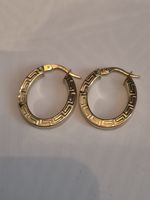 9ct Gold Greek Key Hoop Earrings