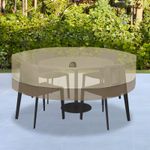 Round Outdoor Table and Chairs Cover 240cm Waterproof Beige Patio Set Protector