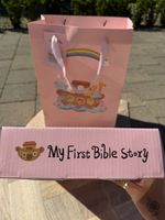 Pink Baby Gift Basket "My First Bible Story" Noah's Ark w/ Towel/Blanket & Toys