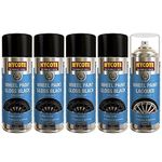 Hycote Gloss Black Alloy Wheel Paint x4 and Lacquer x1 Alloy Wheel Refurb Kit