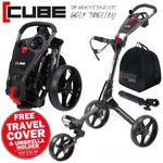 SKYMAX CUBE COMPACT 3 WHEELED GOLF TROLLEY / CHARCOAL - BLACK +FREE GIFT PACK