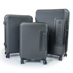 Superdry 3 Piece Hardside Luggage Set in Black Orange (one wheel broken)