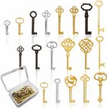 19PCS Vintage Antique Furniture Skeleton Keys Lot Cabinet Barrel Lock Retro Set