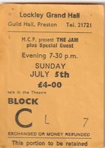 The JAM Ticket The Guild Hall Preston 1981 5th July Original Bucket & Spade Tour