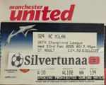 Manchester United V AC milan 2005 Champions League match ticket stub rare