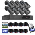 5MP CCTV System 4/8CH DVR 24/7 Home Outdoor Kit 2/4/6/8 Camera with Hard Drive