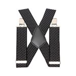 Jacquard 50mm Wide Suspenders Adjustable Unisex Trousers - Black