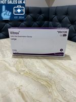Vitrex 100 Medical Examination Gloves, Latex-Free, Size Large(100 Glove,2 boxes)