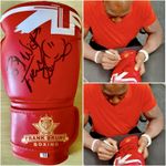 Frank Bruno Signed Red Frank Bruno Boxing Glove with Union Jack Design (Size 16)