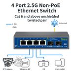 Hisource 2x 10Gb, 4x 2.5Gb Non-PoE Unmanaged Switch SFP+ Fiber Cat6 Plug&Play UK