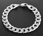 Sterling Silver Men's Curb Bracelet - 11mm Width - 8.5 inch - SOLID 925 SILVER
