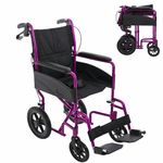 Lightweight Aluminium Transit Folding Travel Wheelchair with Brakes - 9kg Weight