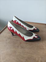 Vintage 80s Italian Leather Western Flame Pumps Heels Medici Size US 7 / UK 4.5