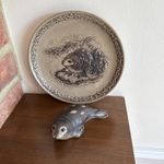 Poole Pottery stoneware plate seal world wildlife fund Barbara Linley Adams 8"
