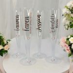 Personalised Clear Champagne Prosecco Flutes Wedding Bridesmaid Birthday Plastic