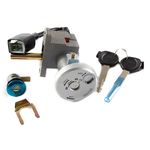 Lock Set Complete Ignition Key Switch Scooter Black Durable LCKST129 BARREL CAP