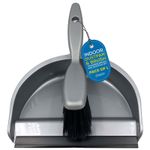 Dustpan and Brush Set Soft Bristle Hand Brush Grey Silver Indoor Tool