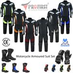 Mens Motorbike Suit sets Motorcycle Waterproof Suits Leather Boots Armoured UK