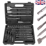 SDS Plus Rotary Hammer Drill & Chisel Bit Set Masonry Concrete Tile Brick 17PCS