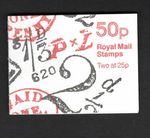 MISCUT DB14 (26) 50p folded booklet + cylinder Postal History SCARCE CAT £150 