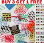 100 Resealable Zip Bags Clear &Printed Plastic Baggies Grip Seal Small Poly bags