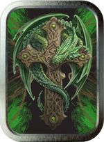 Green Dragon Cross.  Silver 2oz Tobacco Tin. Bait Tin , Storage Box