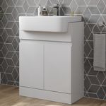 Bathroom Vanity Toilet Storage Combination Unit Semi Recessed Basin White Gloss