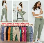 Women's Ladies Magic Stretch Comfy Joggers Cargo Utility Pockets Trousers Pants