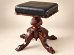 Antique Victorian Mahogany Revolving Piano Stool c1880 Adjustable Carved Seat