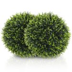 HOMCOM Set of 2 Artificial Plant Topiary Balls, Faux Plants for Decor, Green