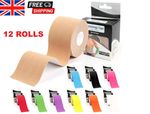 12 Rolls Kinesiology Tape EXTRA STICKY Sports  Muscle Strain Injury Support KT