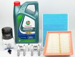 Genuine Oil Air Cabin Filter Spark Plug Set 4 Castrol 5W30 5L Ford Fiesta Petrol